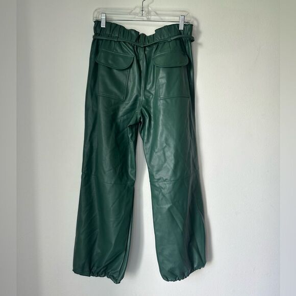 Anthropologie Pilcro Faux Leather Soft Parachute Pants Green Size S NWT - Picture 3 of 6
